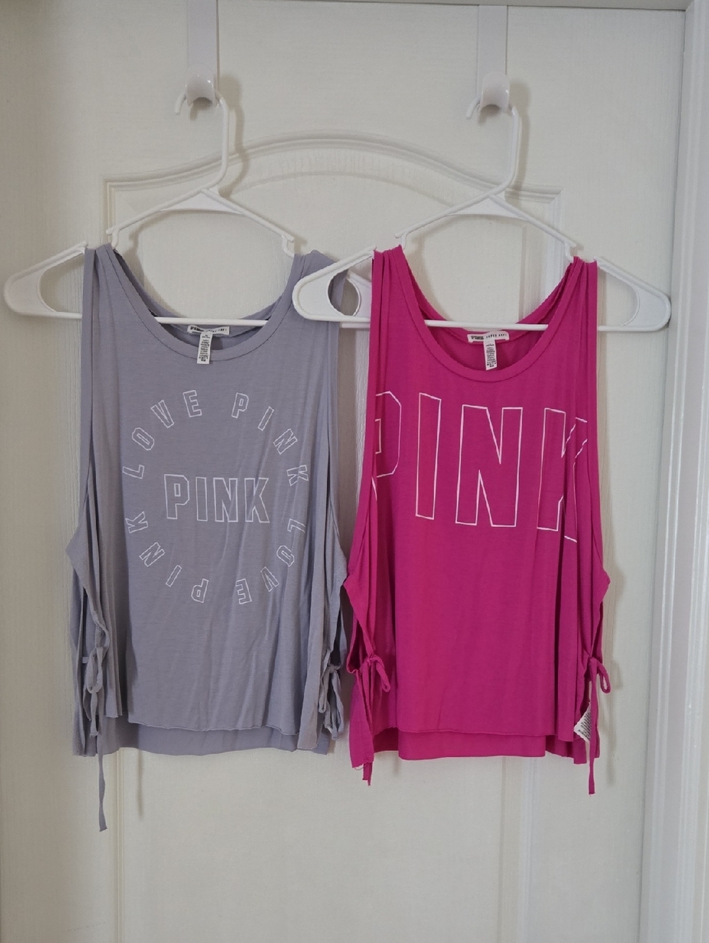PINK Victoria's Secret Tank Tops in Hot Pink and Light Gray